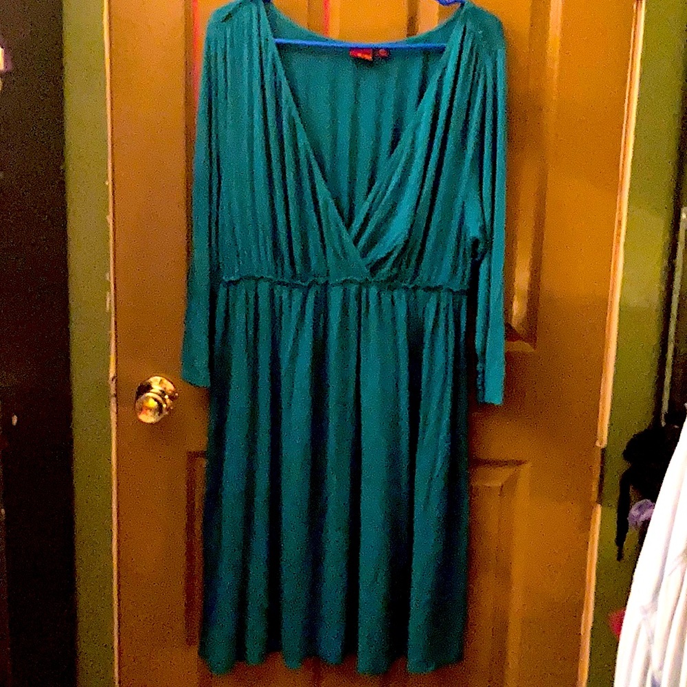 Green V Neck Dress